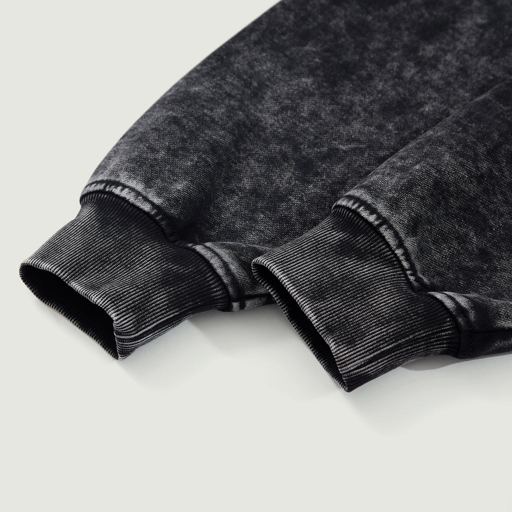 TRIØ7 ARTCORE – Fragment 01 Snow-Wash Zip – Detailansicht 2 | Oversized Washed Hoodie von TRIØ7