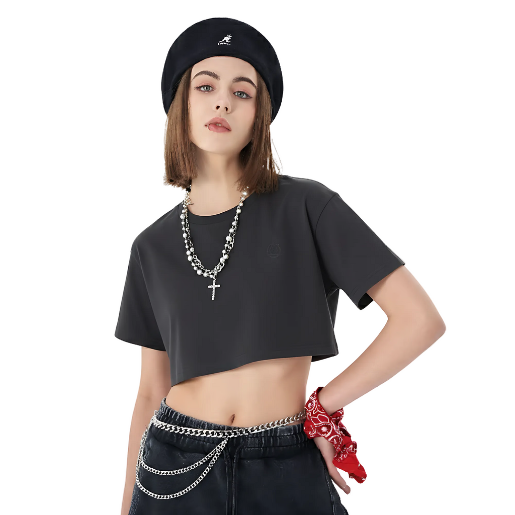 TRIØ7 ARTCORE – Fragment 01 Cropped Tee – Rückansicht | Oversized Loose fit T-Shirt von TRIØ7