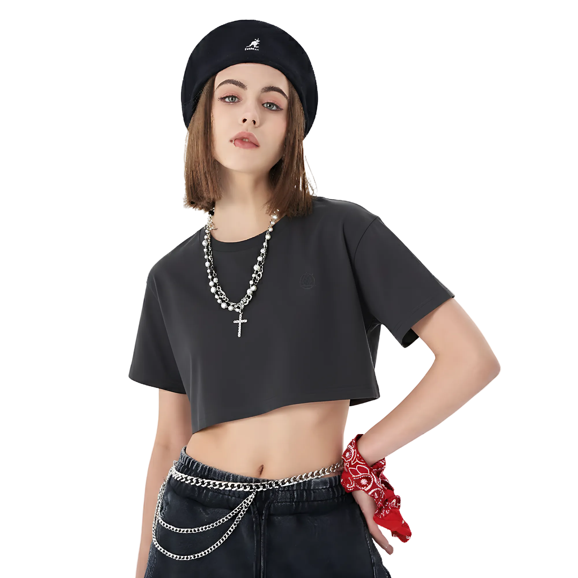TRIØ7 ARTCORE – Fragment 01 Cropped Tee – Rückansicht | Oversized Loose fit T-Shirt von TRIØ7
