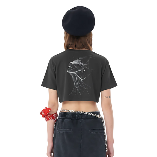 TRIØ7 ARTCORE – Fragment 01 Cropped Tee – Frontansicht 2 | Oversized Loose fit T-Shirt von TRIØ7