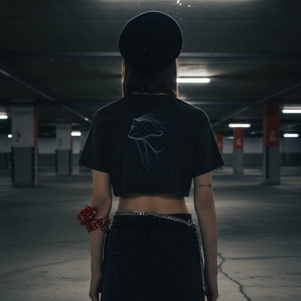 TRIØ7 ARTCORE – Fragment 01 Cropped Tee – Frontansicht | Oversized Loose fit T-Shirt von TRIØ7