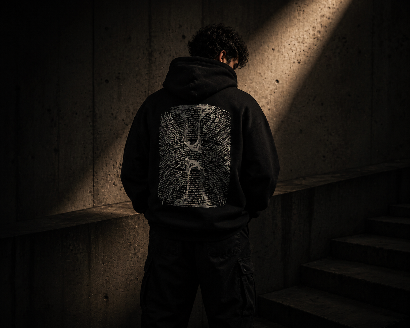 TRIØ7 ARTCORE – Fragment 01 Renegade Hoodie – Frontansicht | Oversized Faded Hoodie von TRIØ7