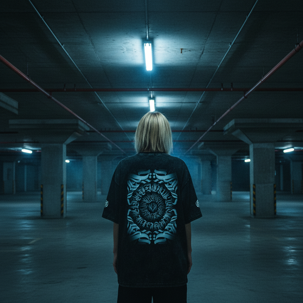 TRIØ7 ARTCORE – Fragment 01 Distressed Tee – Frontansicht | Oversized Distressed T-Shirt von TRIØ7