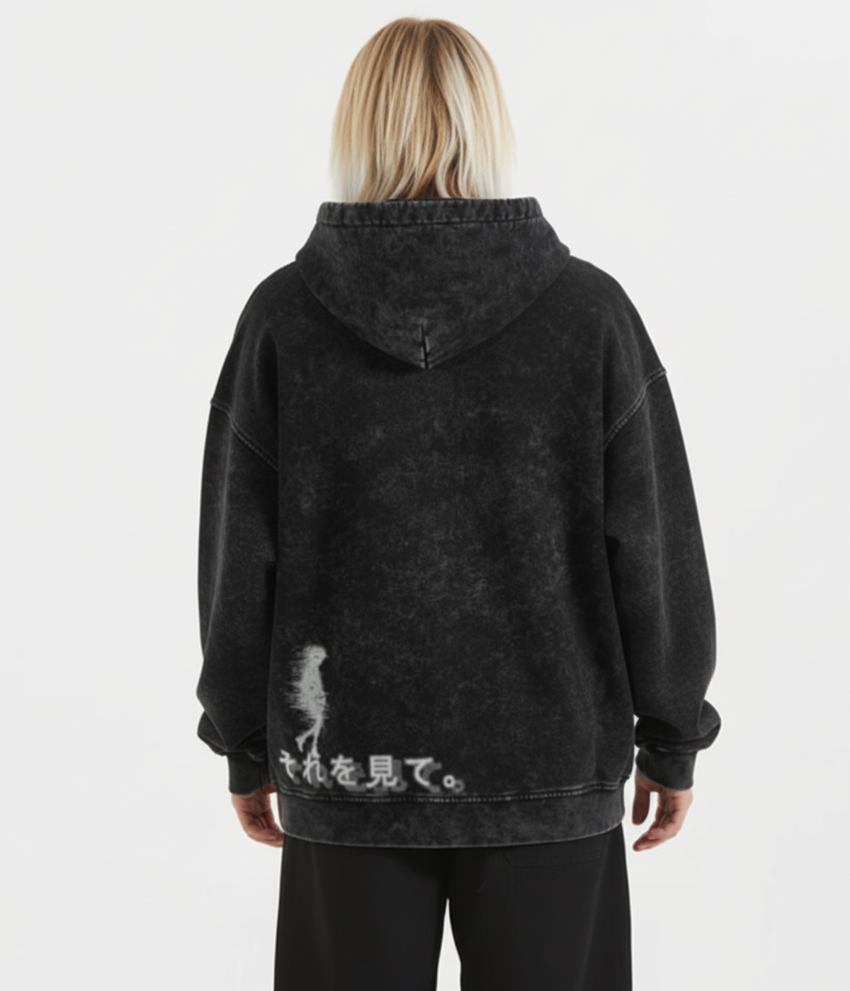 TRIØ7 ARTCORE – Fragment 01 Snow-Wash Zip – Rückansicht | Oversized Washed Hoodie von TRIØ7