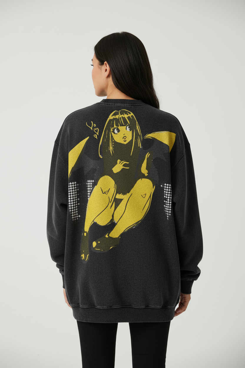 TRIØ7 URBAN – Canvas Longsleeve – Rückansicht | Oversized Retro Longsleeve von TRIØ7