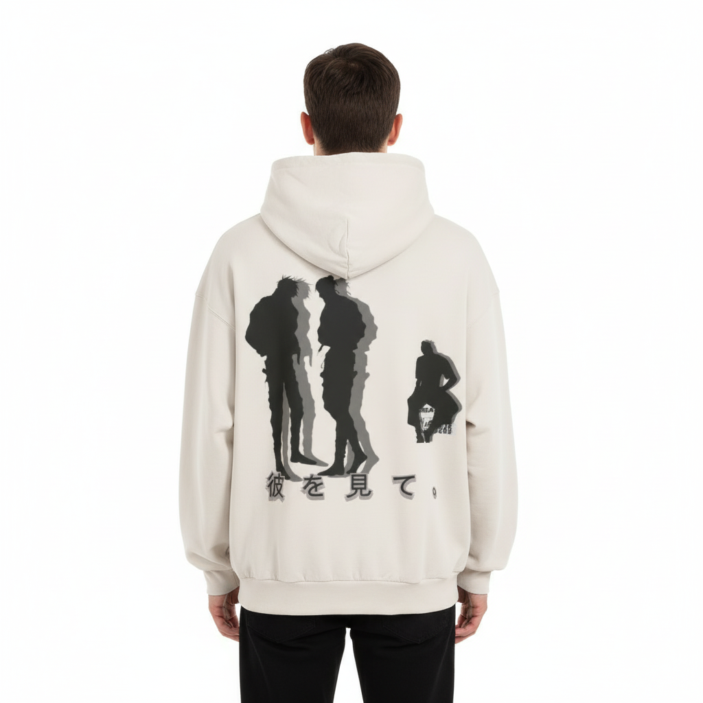 TRIØ7 ARTCORE – Fragment 01 Destroyed Hoodie – Rückansicht | Oversized Faded Hoodie von TRIØ7