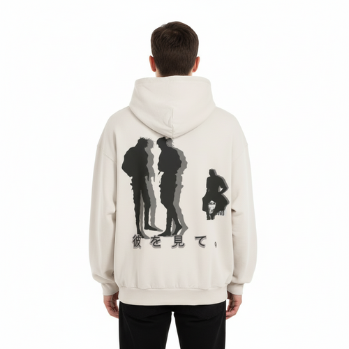 TRIØ7 ARTCORE – Fragment 01 Destroyed Hoodie – Rückansicht | Oversized Faded Hoodie von TRIØ7