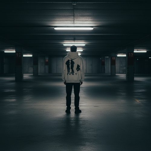 TRIØ7 ARTCORE – Fragment 01 Destroyed Hoodie – Frontansicht | Oversized Faded Hoodie von TRIØ7