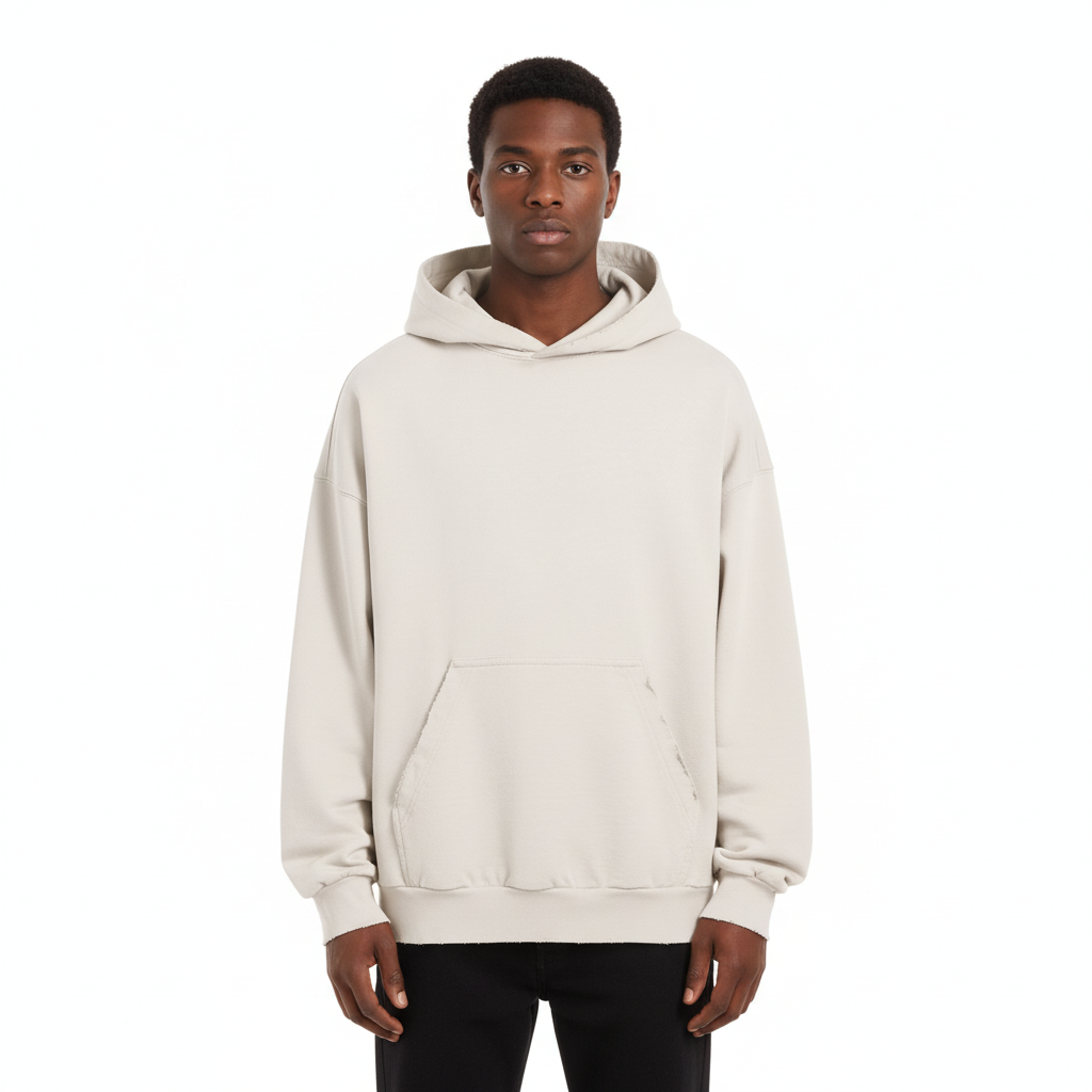 TRIØ7 ARTCORE – Fragment 01 Destroyed Hoodie – Frontansicht 2 | Oversized Faded Hoodie von TRIØ7