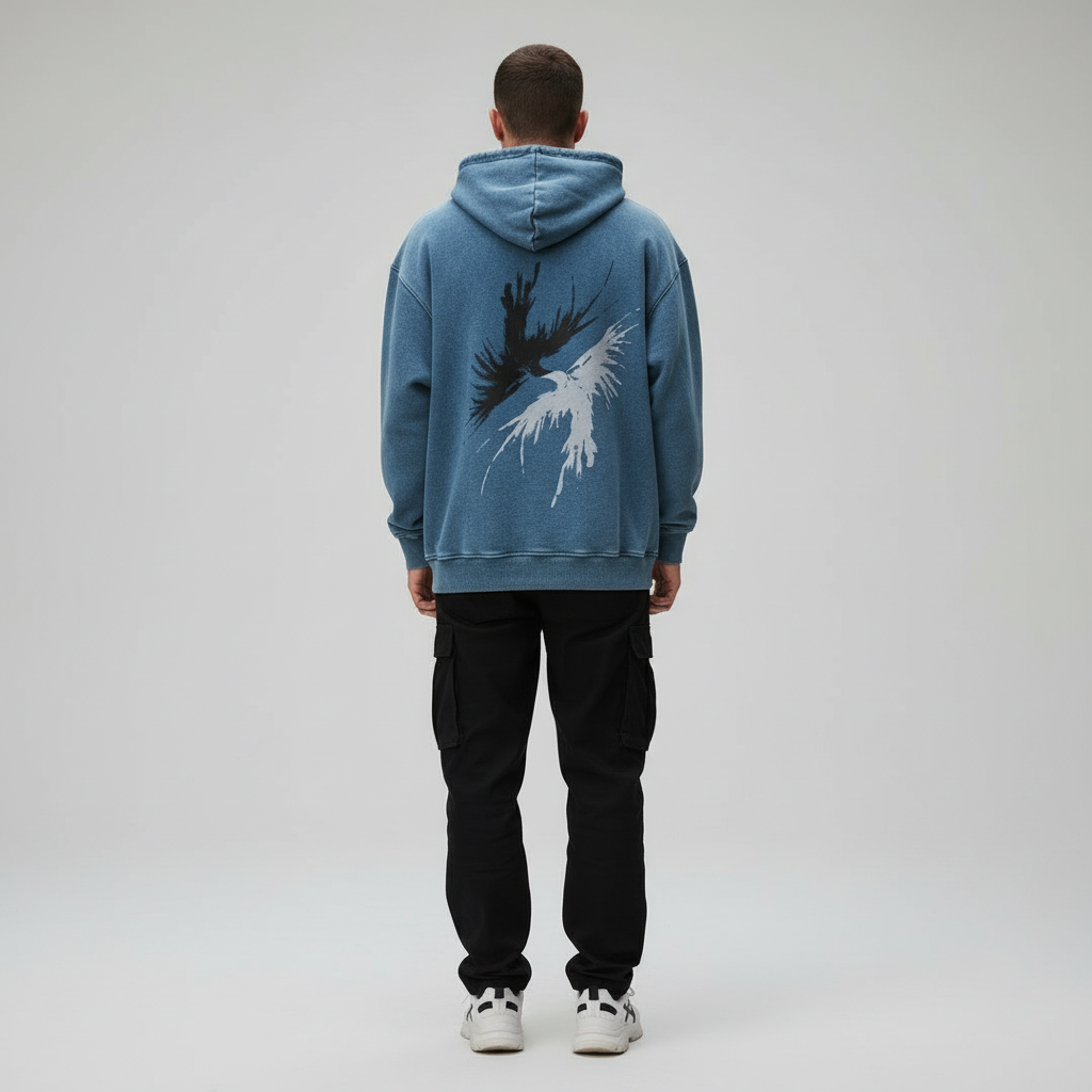 TRIØ7 URBAN – Vintage Oversized Hoodie – Rückansicht | Heavyweight Oversized Hoodie von TRIØ7