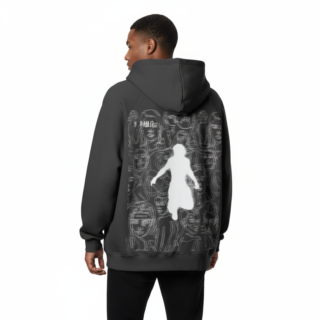 TRIØ7 ARTCORE – Fragment 01 Fleece Hoodie – Rückansicht | Loose fit Fleece Hoodie von TRIØ7