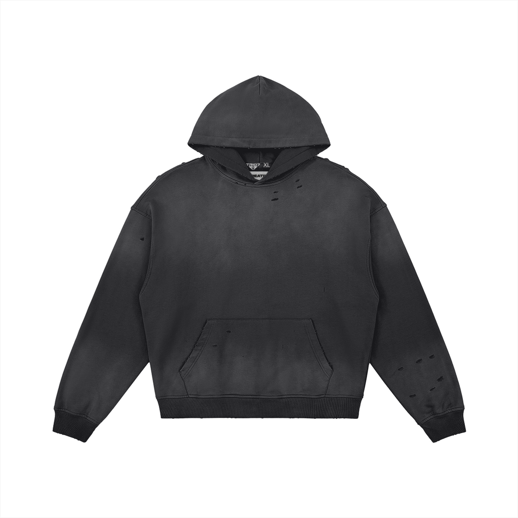 TRIØ7 ARTCORE – Fragment 01 Full-Zip Hoodie – Frontansicht 7 | Oversized Washed Hoodie von TRIØ7