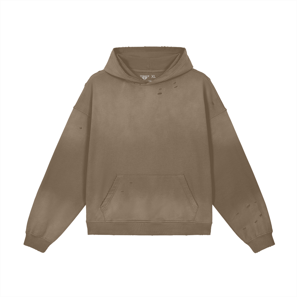 TRIØ7 ARTCORE – Fragment 01 Full-Zip Hoodie – Frontansicht 4 | Oversized Washed Hoodie von TRIØ7