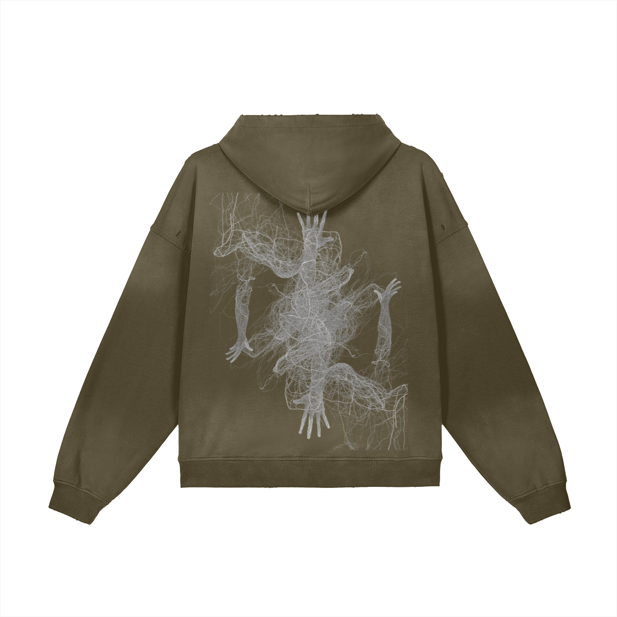 TRIØ7 ARTCORE – Fragment 01 Full-Zip Hoodie – Rückansicht 2 | Oversized Washed Hoodie von TRIØ7