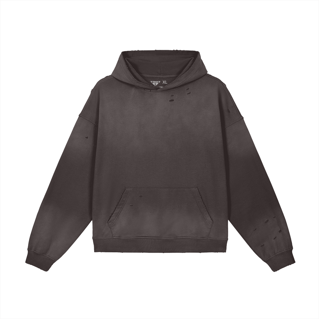 TRIØ7 ARTCORE – Fragment 01 Full-Zip Hoodie – Frontansicht 5 | Oversized Washed Hoodie von TRIØ7