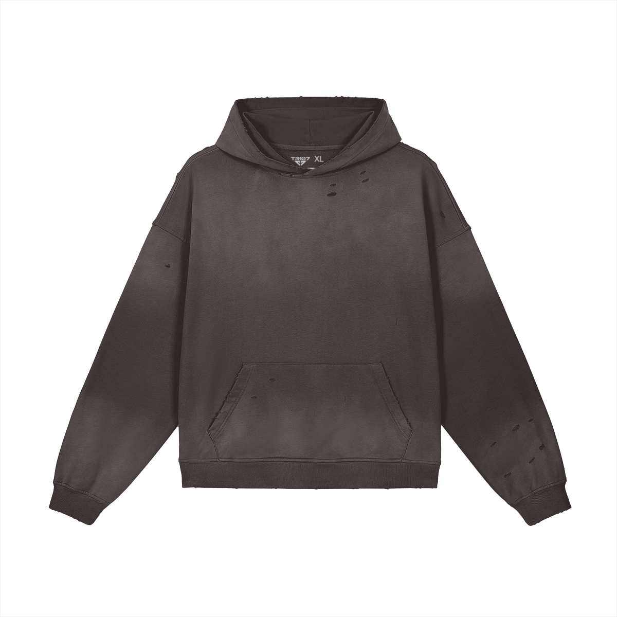 TRIØ7 ARTCORE – Fragment 01 Full-Zip Hoodie – Frontansicht 5 | Oversized Washed Hoodie von TRIØ7
