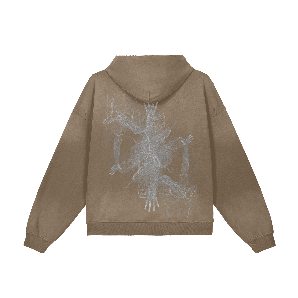 TRIØ7 ARTCORE – Fragment 01 Full-Zip Hoodie – Rückansicht 3 | Oversized Washed Hoodie von TRIØ7