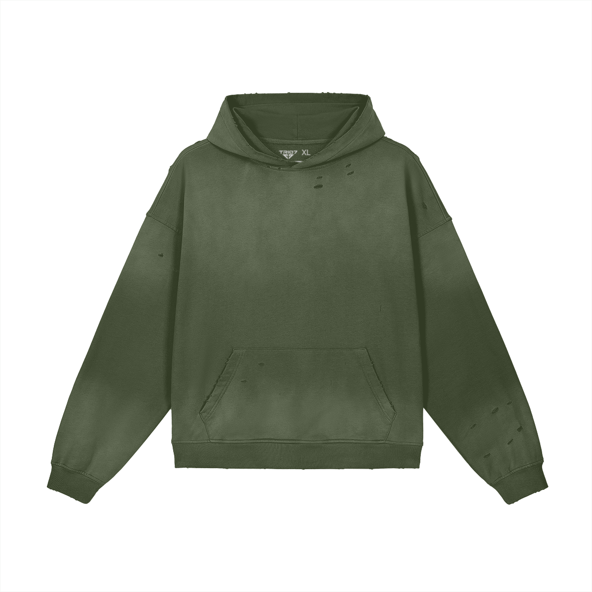 TRIØ7 ARTCORE – Fragment 01 Full-Zip Hoodie – Frontansicht 6 | Oversized Washed Hoodie von TRIØ7