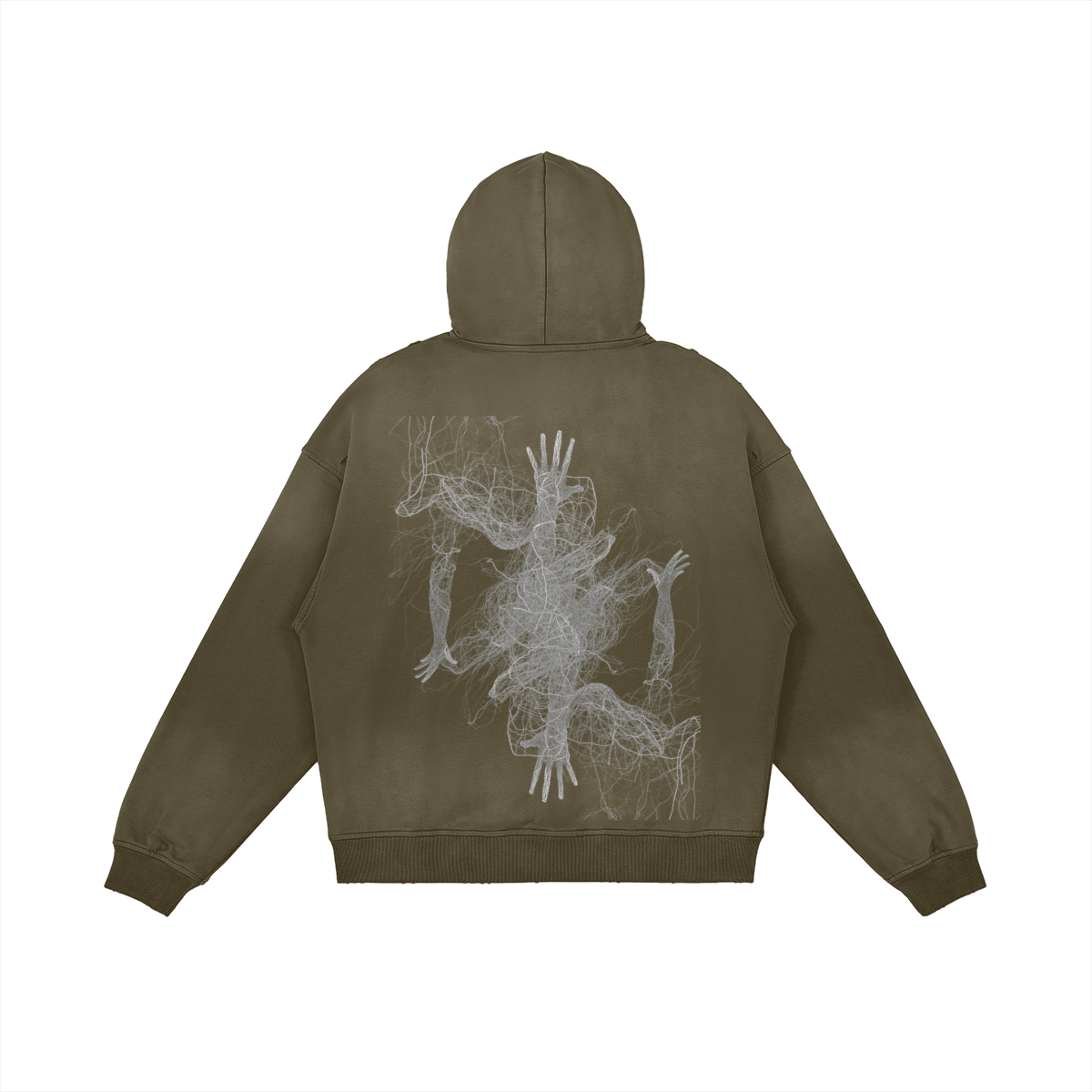 TRIØ7 ARTCORE – Fragment 01 Full-Zip Hoodie – Rückansicht 7 | Oversized Washed Hoodie von TRIØ7