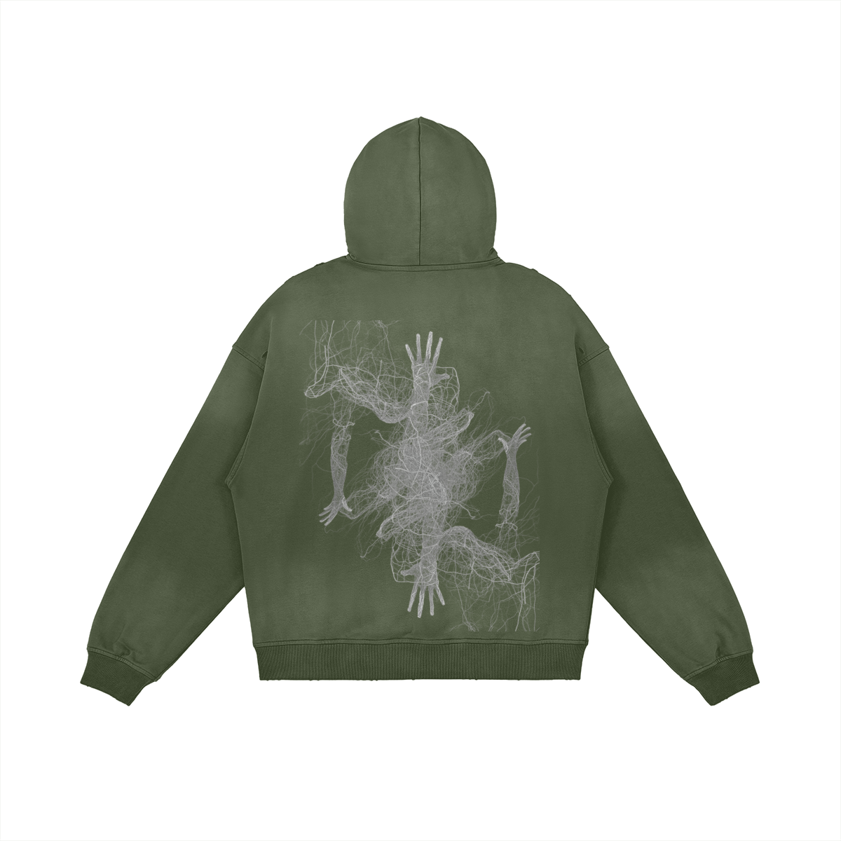 TRIØ7 ARTCORE – Fragment 01 Full-Zip Hoodie – Rückansicht 10 | Oversized Washed Hoodie von TRIØ7
