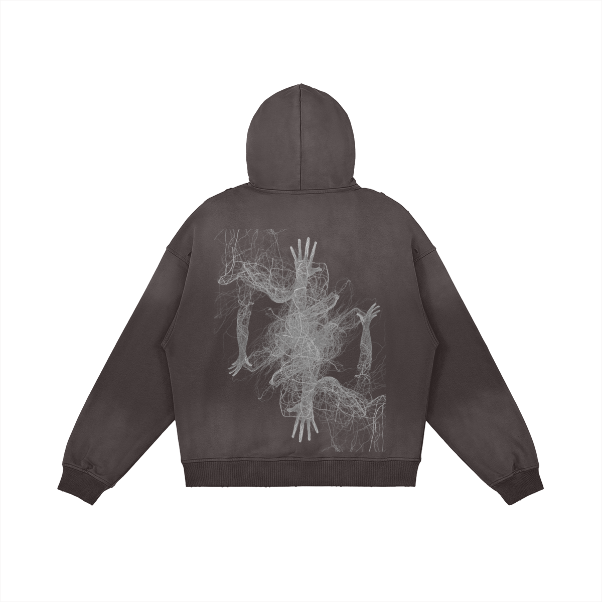 TRIØ7 ARTCORE – Fragment 01 Full-Zip Hoodie – Rückansicht 9 | Oversized Washed Hoodie von TRIØ7