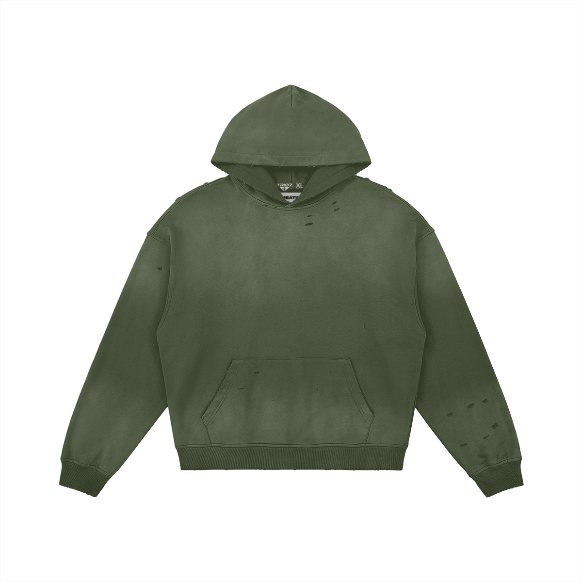TRIØ7 ARTCORE – Fragment 01 Full-Zip Hoodie – Frontansicht 11 | Oversized Washed Hoodie von TRIØ7