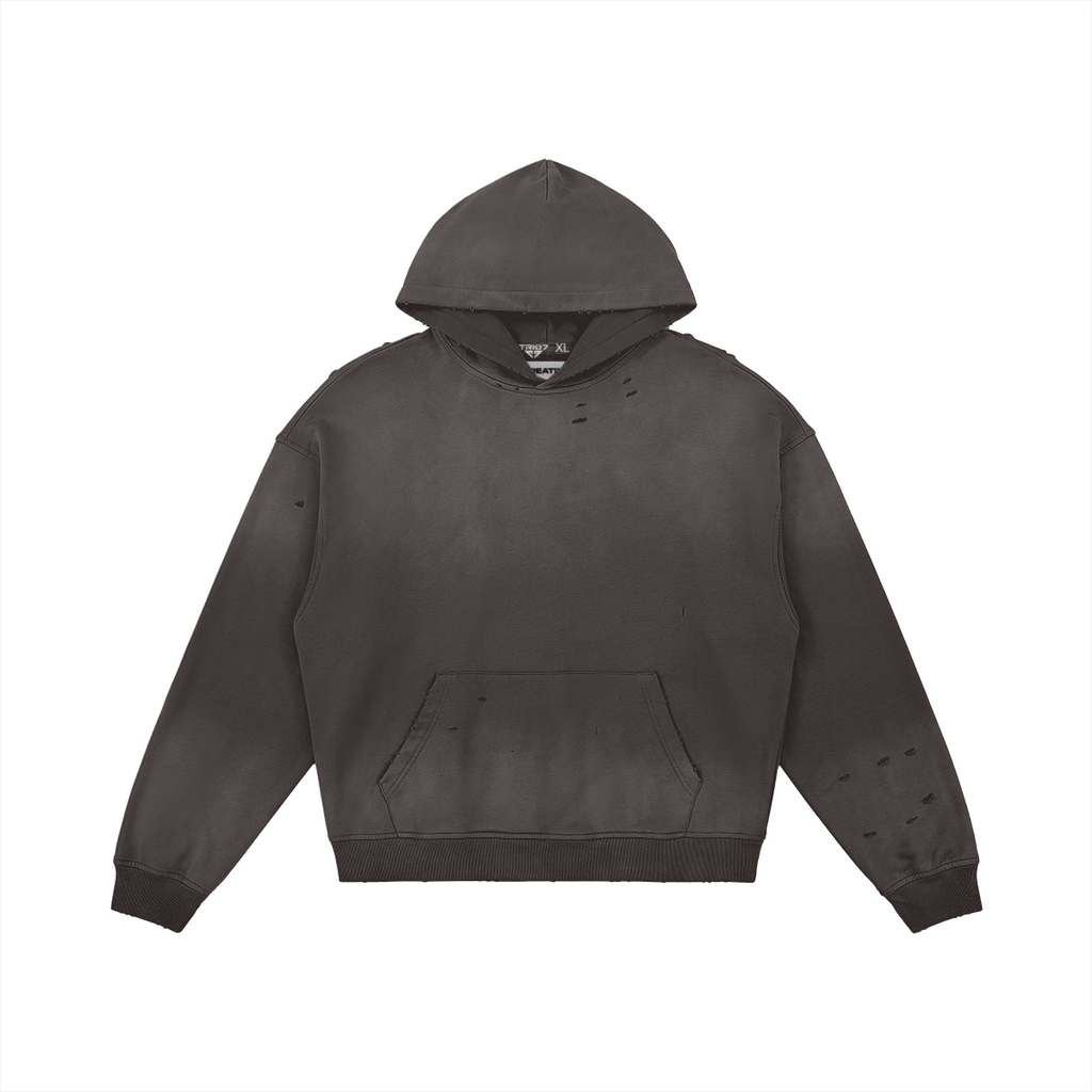 TRIØ7 ARTCORE – Fragment 01 Full-Zip Hoodie – Frontansicht 10 | Oversized Washed Hoodie von TRIØ7