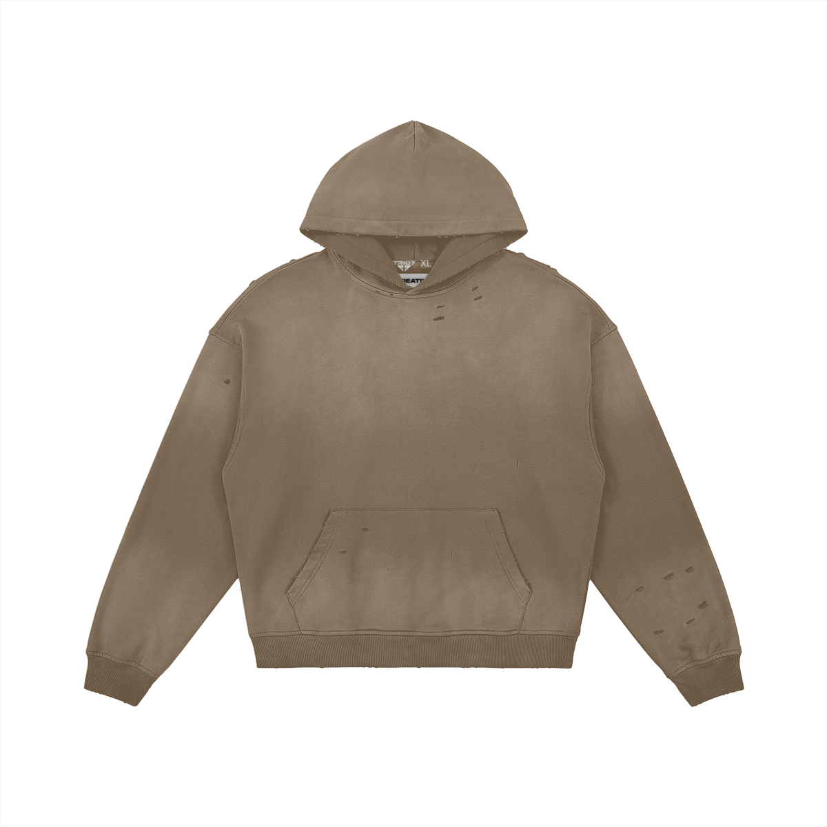 TRIØ7 ARTCORE – Fragment 01 Full-Zip Hoodie – Frontansicht 9 | Oversized Washed Hoodie von TRIØ7