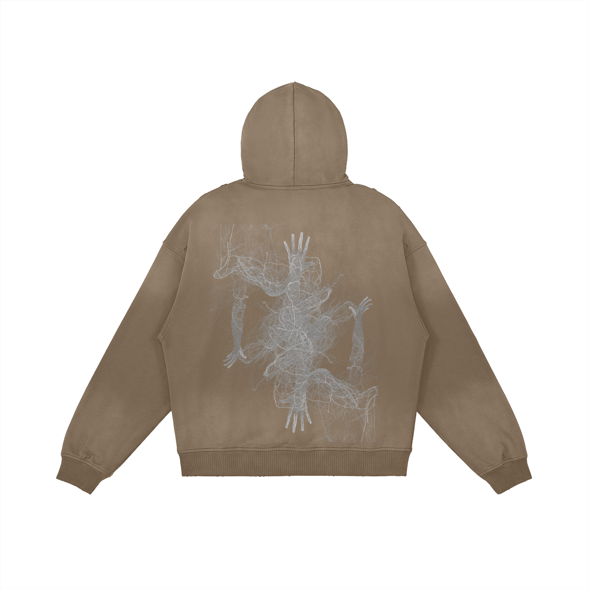 TRIØ7 ARTCORE – Fragment 01 Full-Zip Hoodie – Rückansicht 8 | Oversized Washed Hoodie von TRIØ7