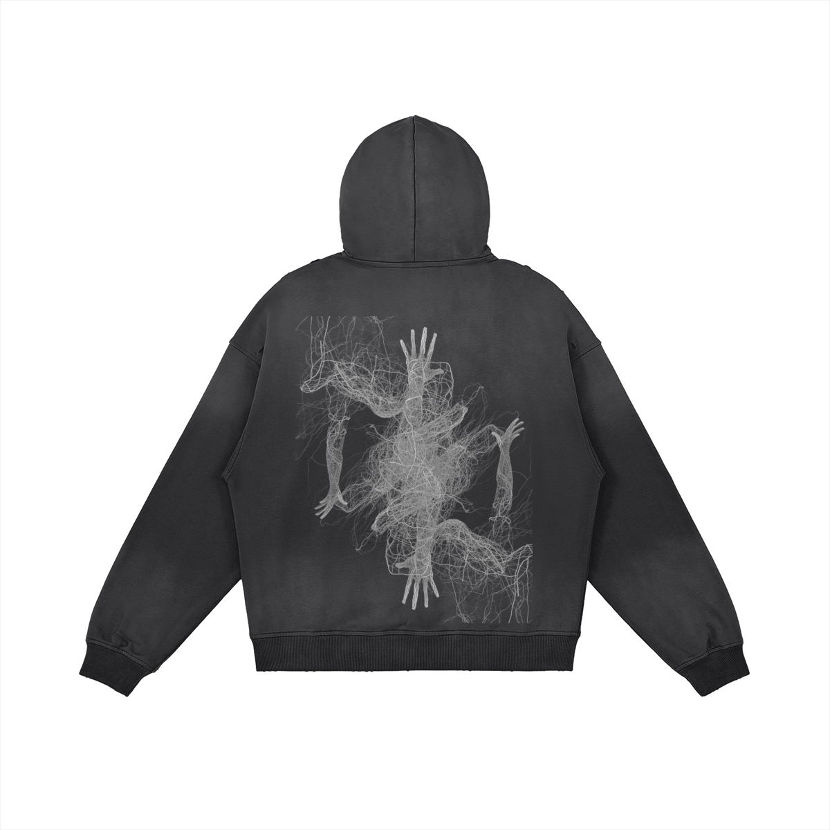 TRIØ7 ARTCORE – Fragment 01 Full-Zip Hoodie – Rückansicht 6 | Oversized Washed Hoodie von TRIØ7