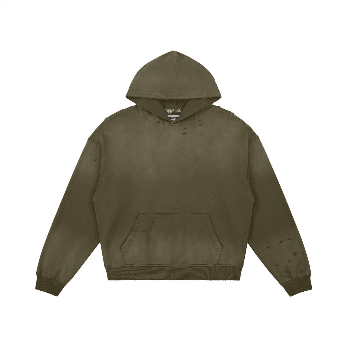 TRIØ7 ARTCORE – Fragment 01 Full-Zip Hoodie – Frontansicht 8 | Oversized Washed Hoodie von TRIØ7