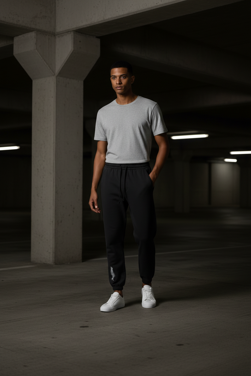 TRIØ7 – Faded Baggy Pants – Frontansicht | Oversized Baggy Sweatpants von TRIØ7