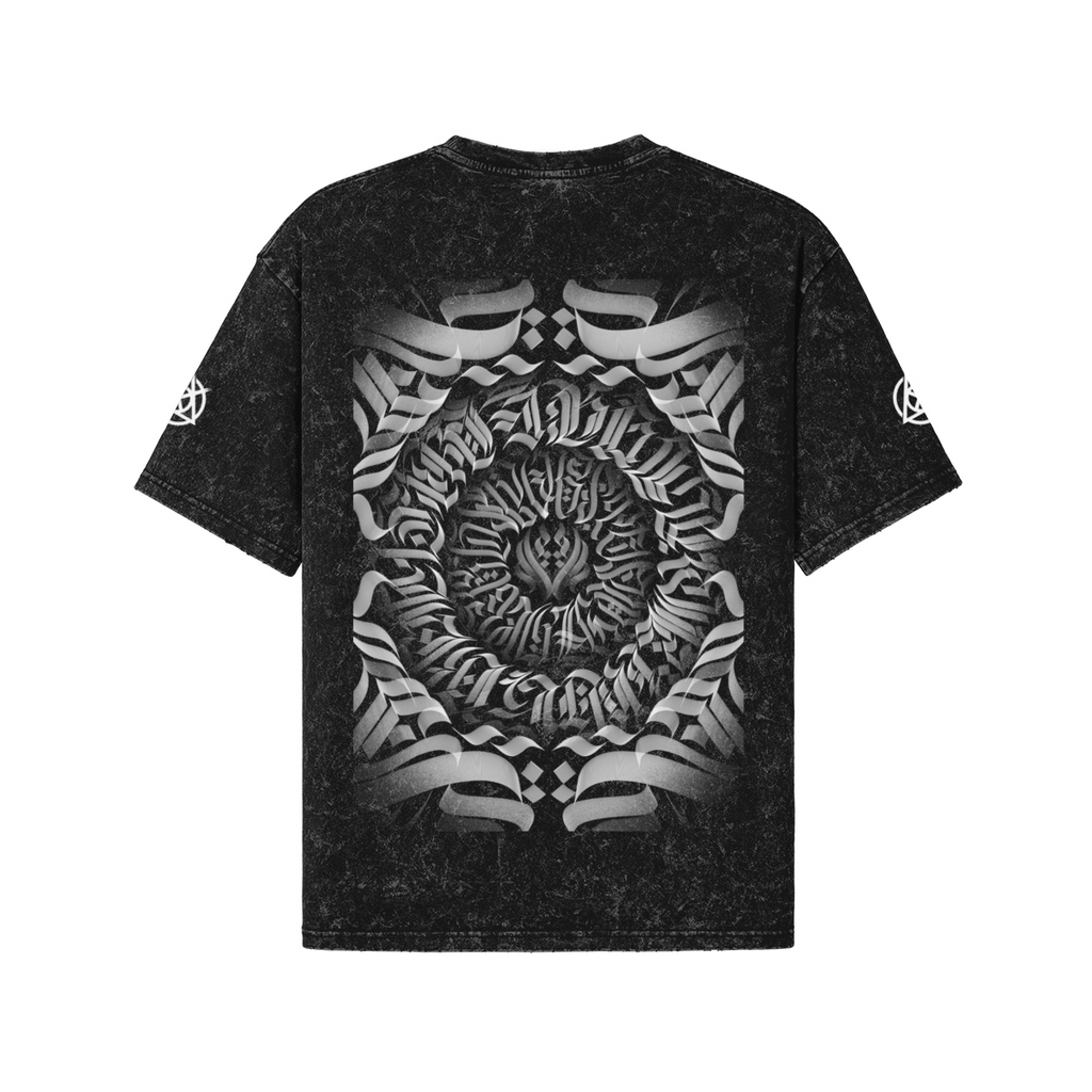 TRIØ7 ARTCORE – Fragment 01 Distressed Tee – Rückansicht | Oversized Distressed T-Shirt von TRIØ7