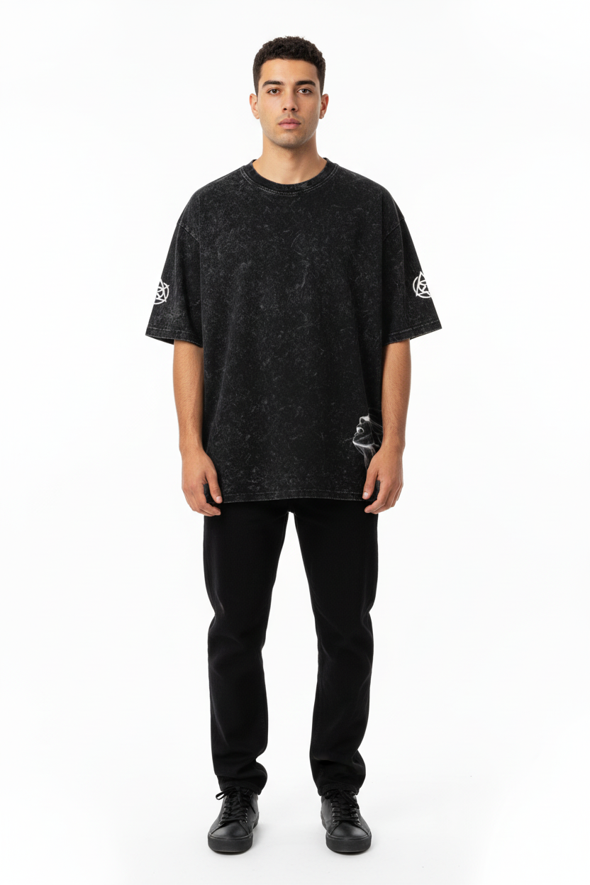 TRIØ7 ARTCORE – Fragment 01 Distressed Tee – Frontansicht 3 | Oversized Distressed T-Shirt von TRIØ7