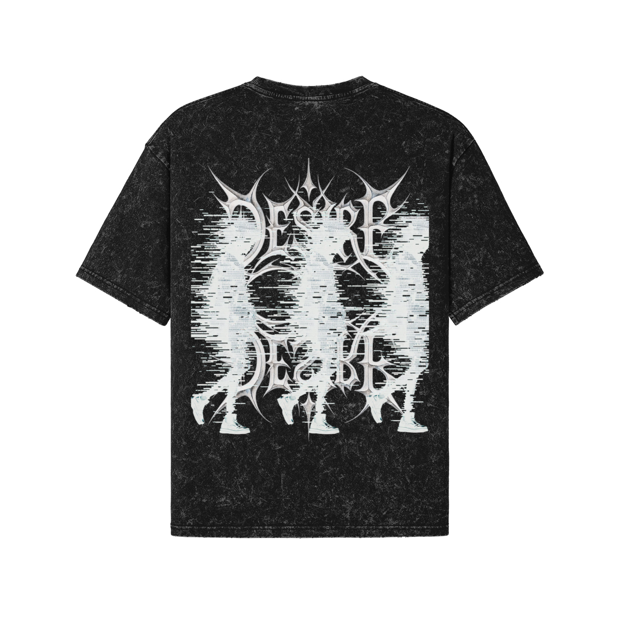 TRIØ7 ARTCORE – Fragment 01 Desire Tee – Rückansicht | Oversized Distressed T-Shirt von TRIØ7