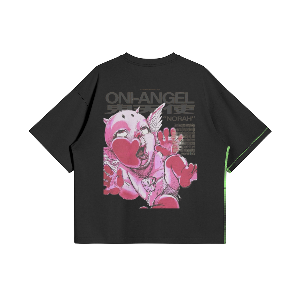 TRIØ7 URBAN – Neon Seam Tee – Rückansicht 4 | Oversized Boxy T-Shirt von TRIØ7
