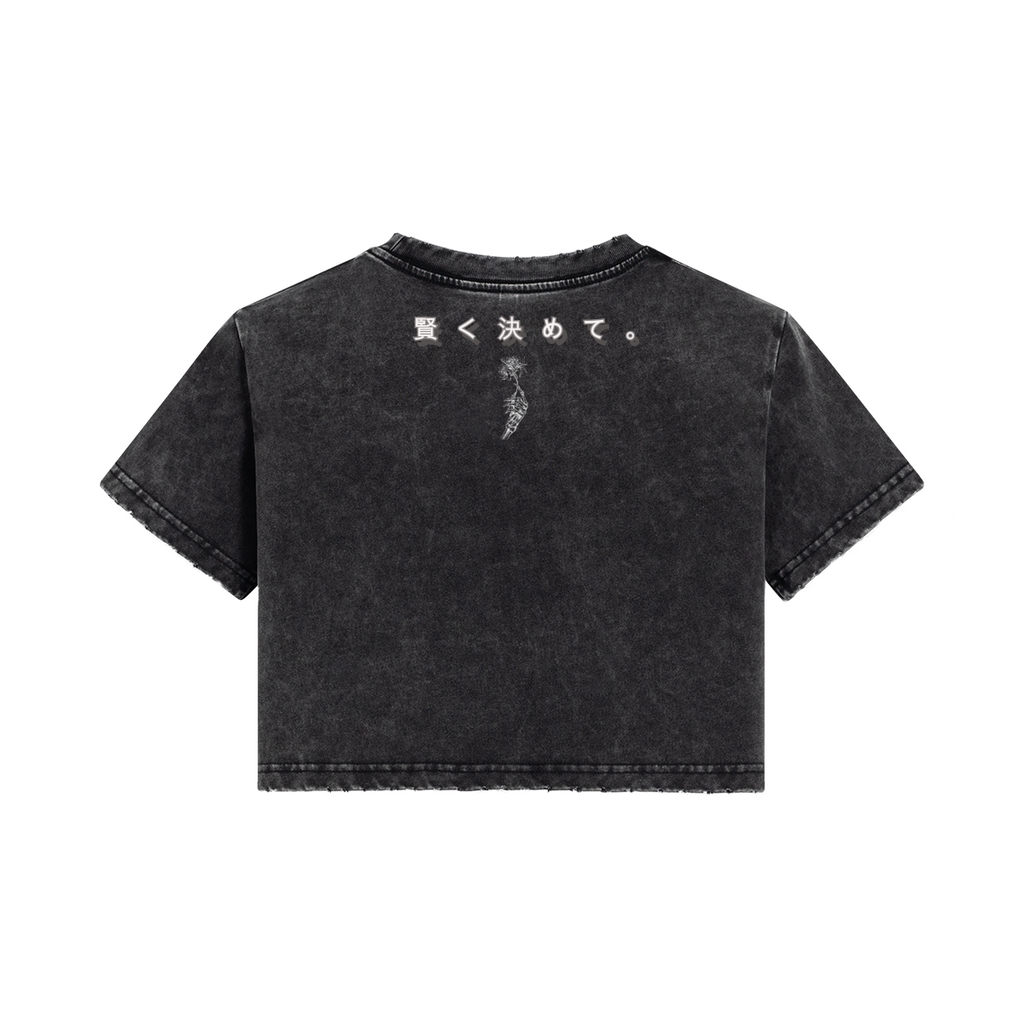 TRIØ7 ARTCORE – Fragment 01 Cropped Tee Snow Wash – Rückansicht 2 | Oversized Distressed T-Shirt von TRIØ7