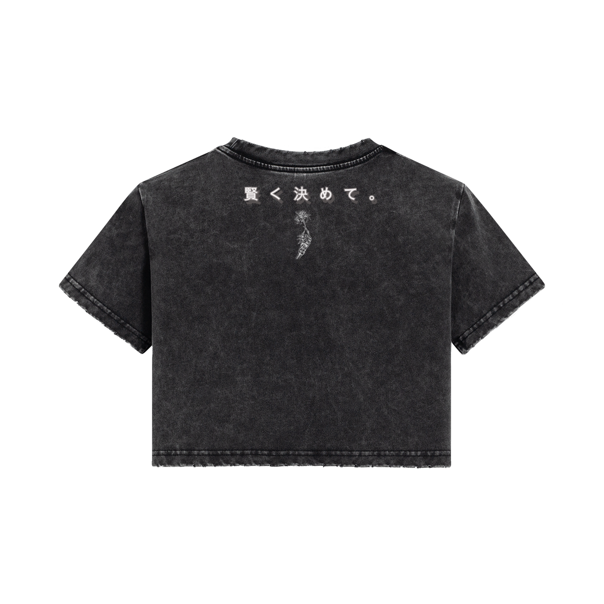 TRIØ7 ARTCORE – Fragment 01 Cropped Tee Snow Wash – Rückansicht 2 | Oversized Distressed T-Shirt von TRIØ7
