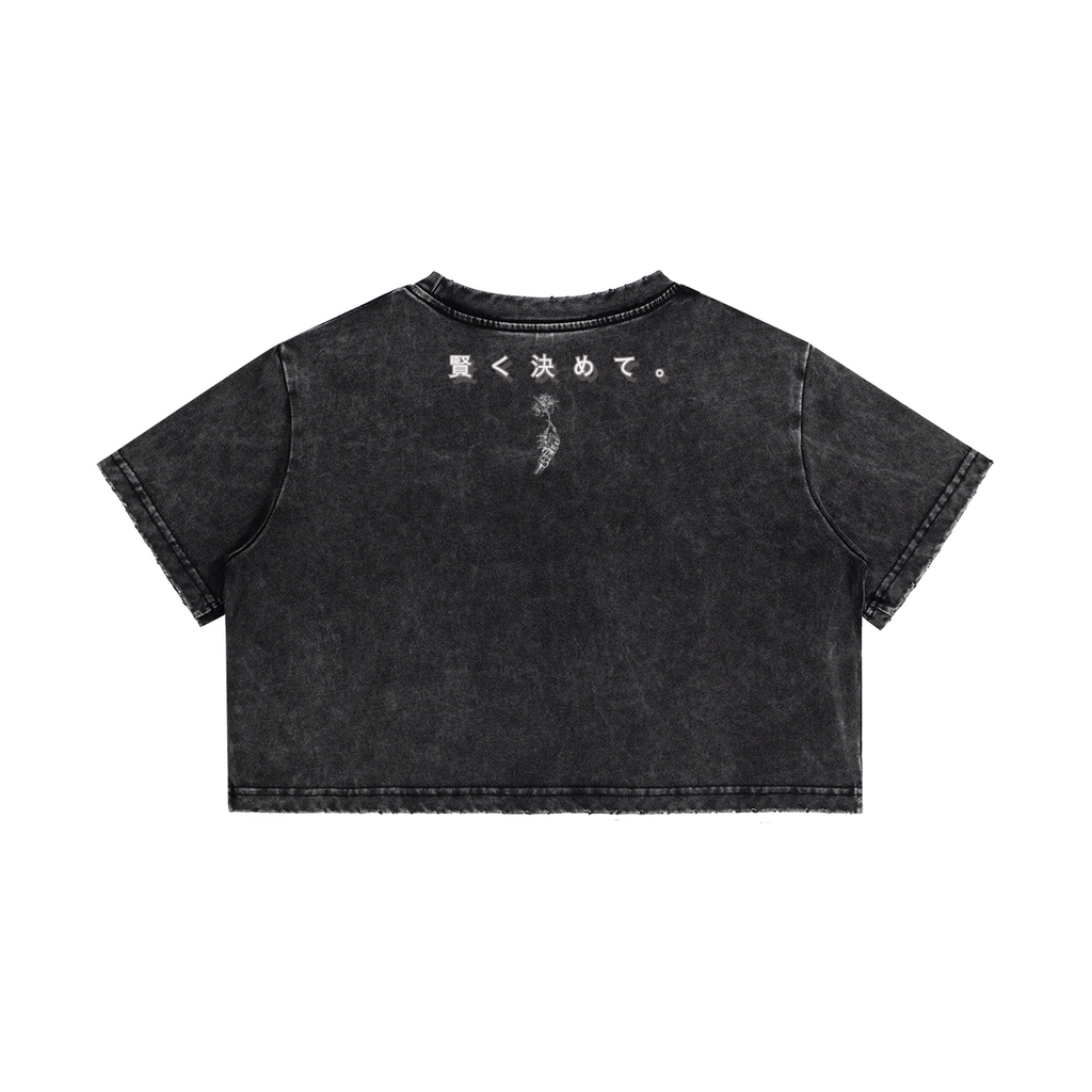 TRIØ7 ARTCORE – Fragment 01 Cropped Tee Snow Wash – Rückansicht 3 | Oversized Distressed T-Shirt von TRIØ7