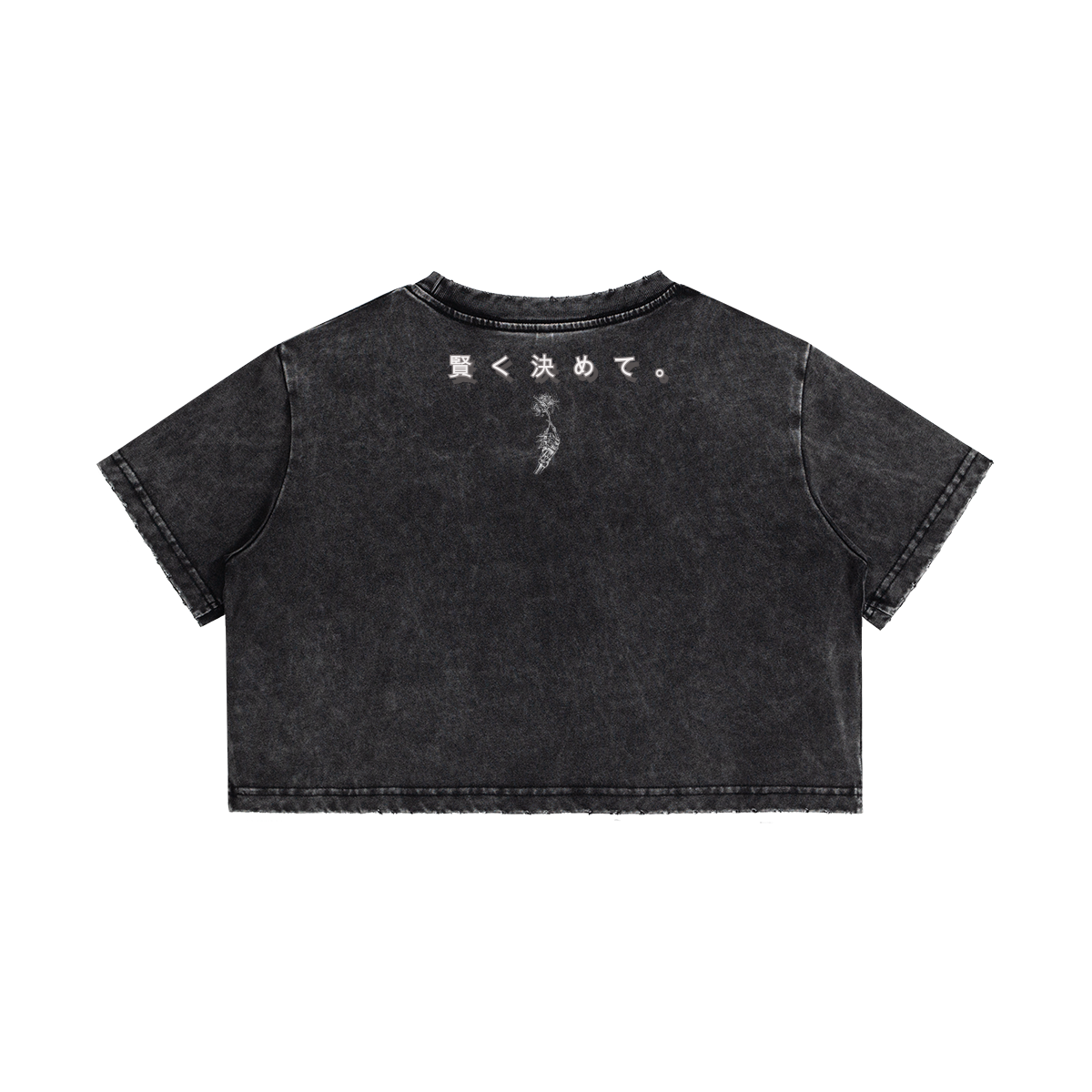 TRIØ7 ARTCORE – Fragment 01 Cropped Tee Snow Wash – Rückansicht 3 | Oversized Distressed T-Shirt von TRIØ7