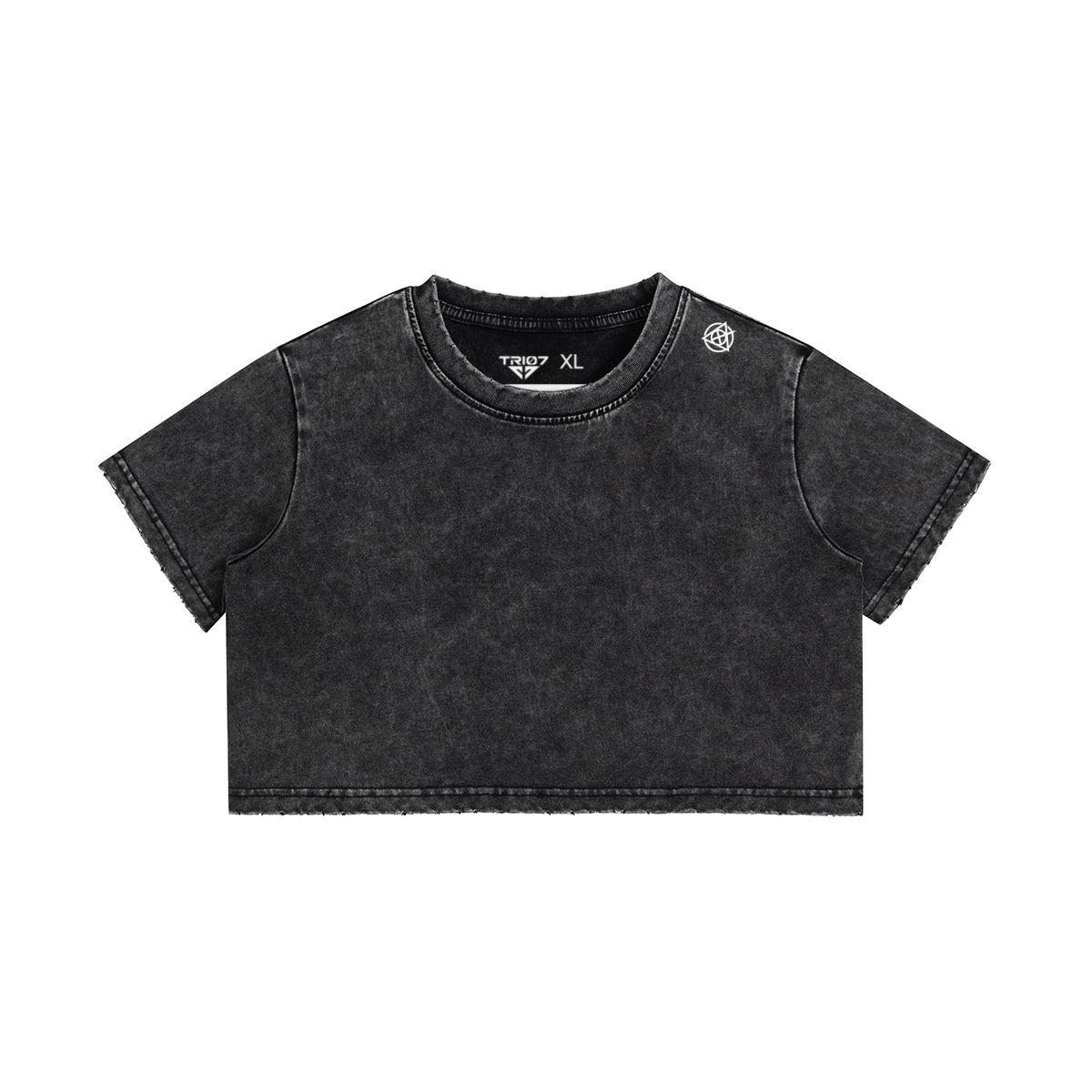 TRIØ7 ARTCORE – Fragment 01 Cropped Tee Snow Wash – Frontansicht 4 | Oversized Distressed T-Shirt von TRIØ7