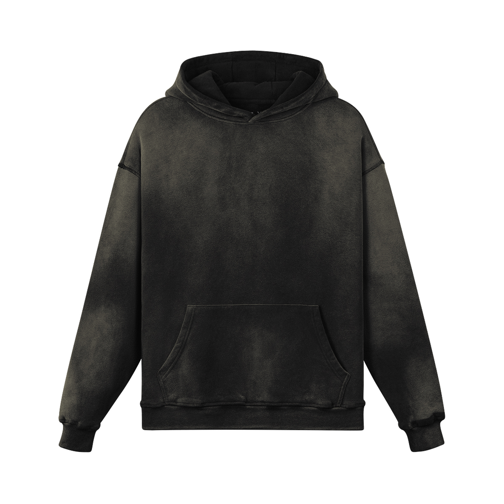 TRIØ7 ARTCORE – Fragment 01 Dusty Hoodie – Frontansicht 4 | Oversized Faded Hoodie von TRIØ7