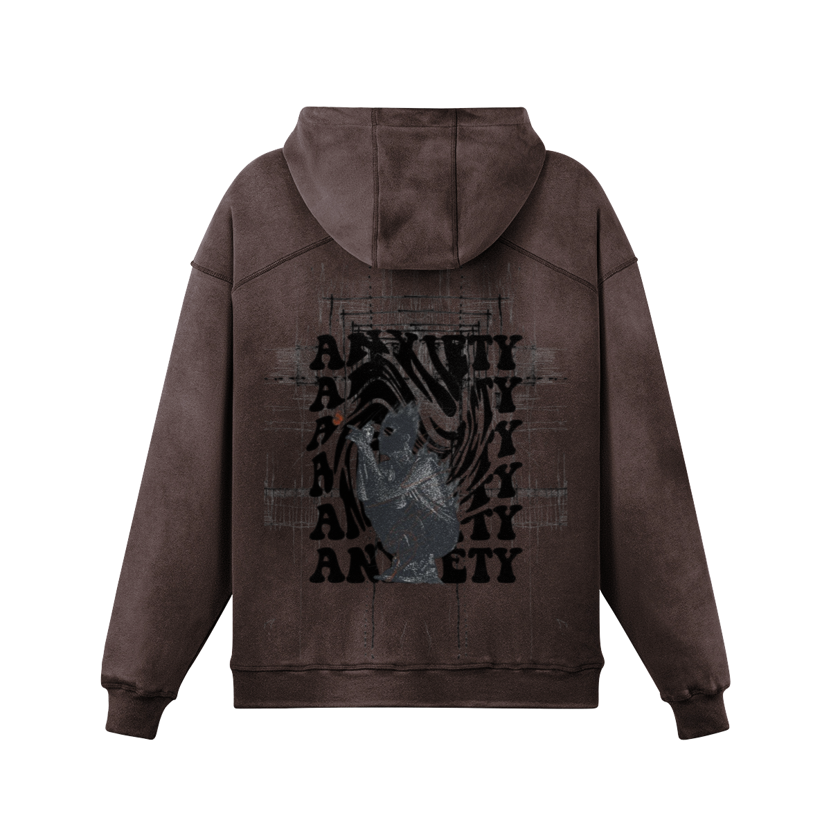 TRIØ7 ARTCORE – Fragment 01 Dusty Hoodie – Rückansicht 3 | Oversized Faded Hoodie von TRIØ7