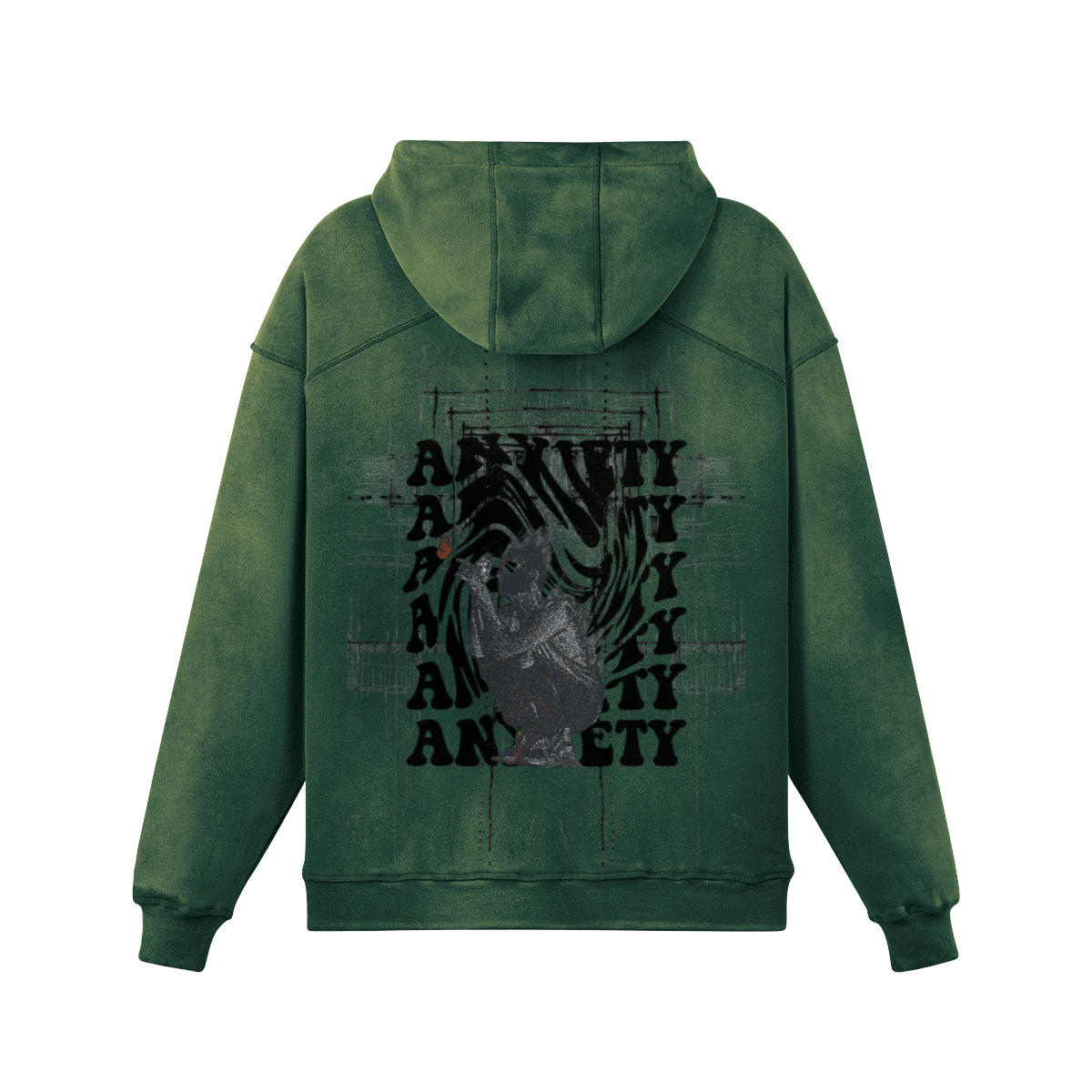 TRIØ7 ARTCORE – Fragment 01 Dusty Hoodie – Rückansicht 5 | Oversized Faded Hoodie von TRIØ7