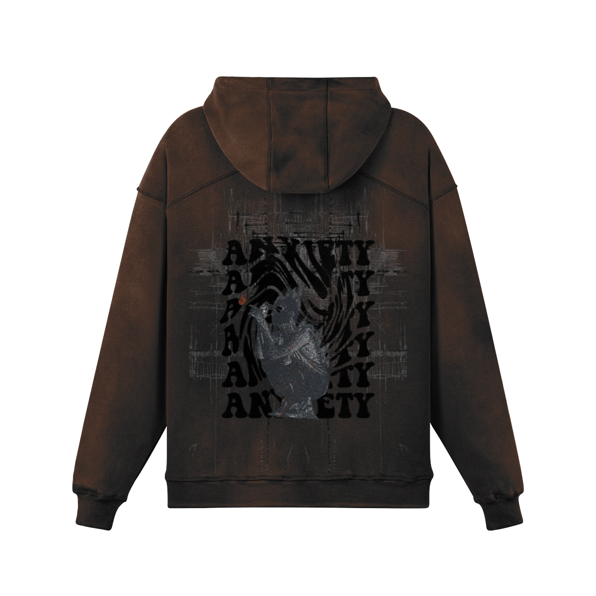 TRIØ7 ARTCORE – Fragment 01 Dusty Hoodie – Rückansicht 6 | Oversized Faded Hoodie von TRIØ7