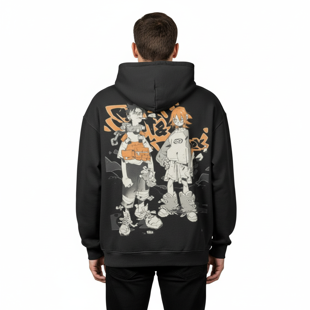 TRIØ7 URBAN – Cozy Fit Hoodie – Rückansicht | Heavyweight Oversized Hoodie von TRIØ7