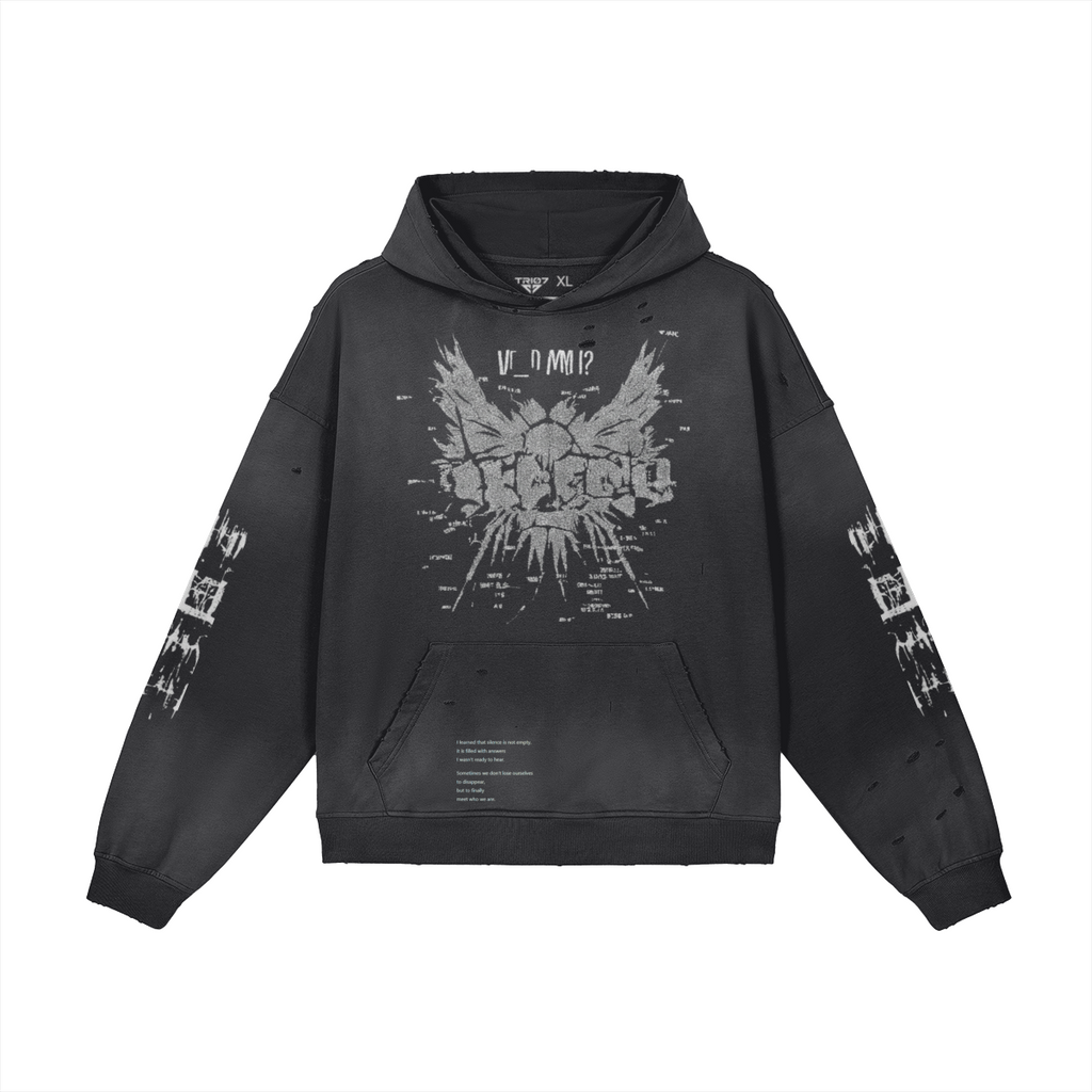 TRIØ7 ARTCORE – Fragment 01 Rebel Hoodie – Frontansicht 2 | Oversized Washed Hoodie von TRIØ7