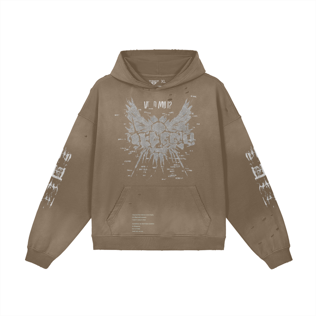 TRIØ7 ARTCORE – Fragment 01 Rebel Hoodie – Frontansicht 5 | Oversized Washed Hoodie von TRIØ7