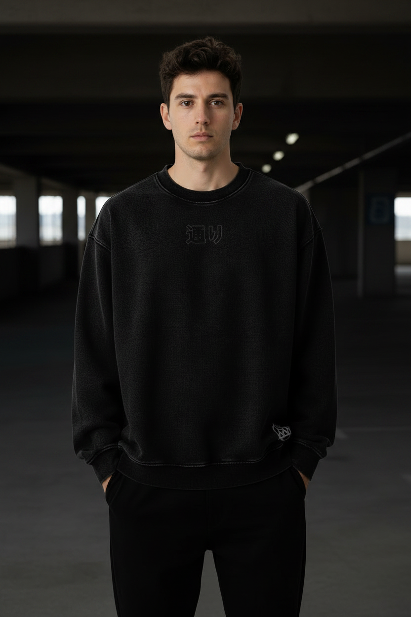 TRIØ7 ARTCORE – Fragment 01 FV Crewneck – Frontansicht | Heavyweight Oversized Sweatshirt von TRIØ7