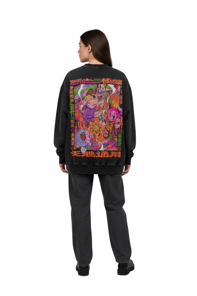 TRIØ7 ESSENTIAL – Vintage Heavyweight Crewneck – Rückansicht | Heavyweight Oversized Sweatshirt von TRIØ7